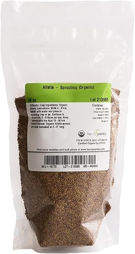 Miniatura 1 de Semilla de brote de alfalfa orgánico certificado marca Handy Pantrysemillas de alta germinación comestibles - jardinería cultivos hidropónicos