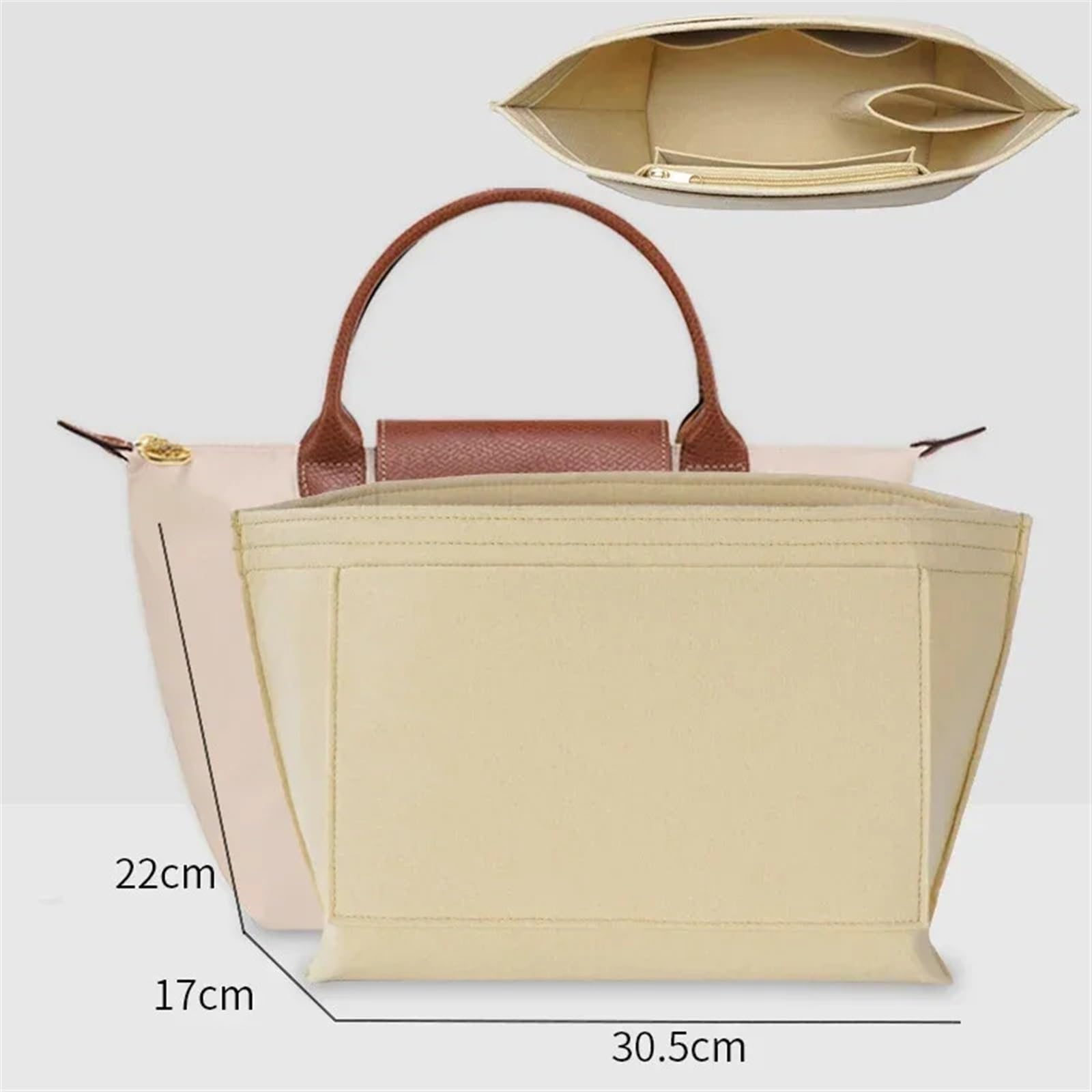 Innentasche Aus Filz 4 Stück Taschen-Organizer, große Mini-Größe, Tragetaschen, Aufbewahrungstasche, Liner-Taschen, Filz-Geldbörsen-Einsatz, Handtaschen-Liner-Taschen, Zubehör Zur Aufbewahrung(L(30x17