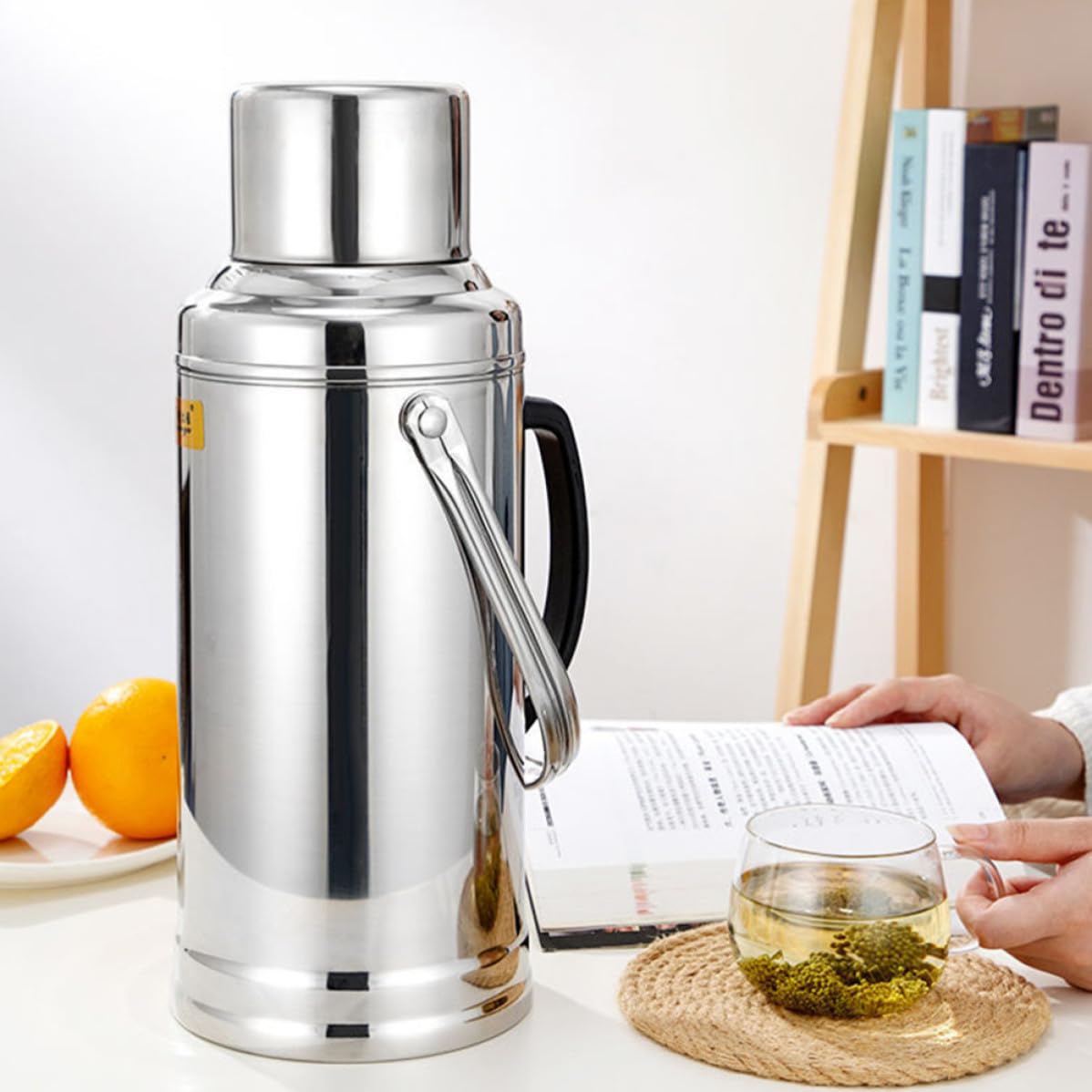 Borraccia Termica Interno in Vetro in Acciaio Inossidabile da 3,2l Design Semplice e Raffinato e Mantenere Acqua Calda o Fredda per Uso Domestico