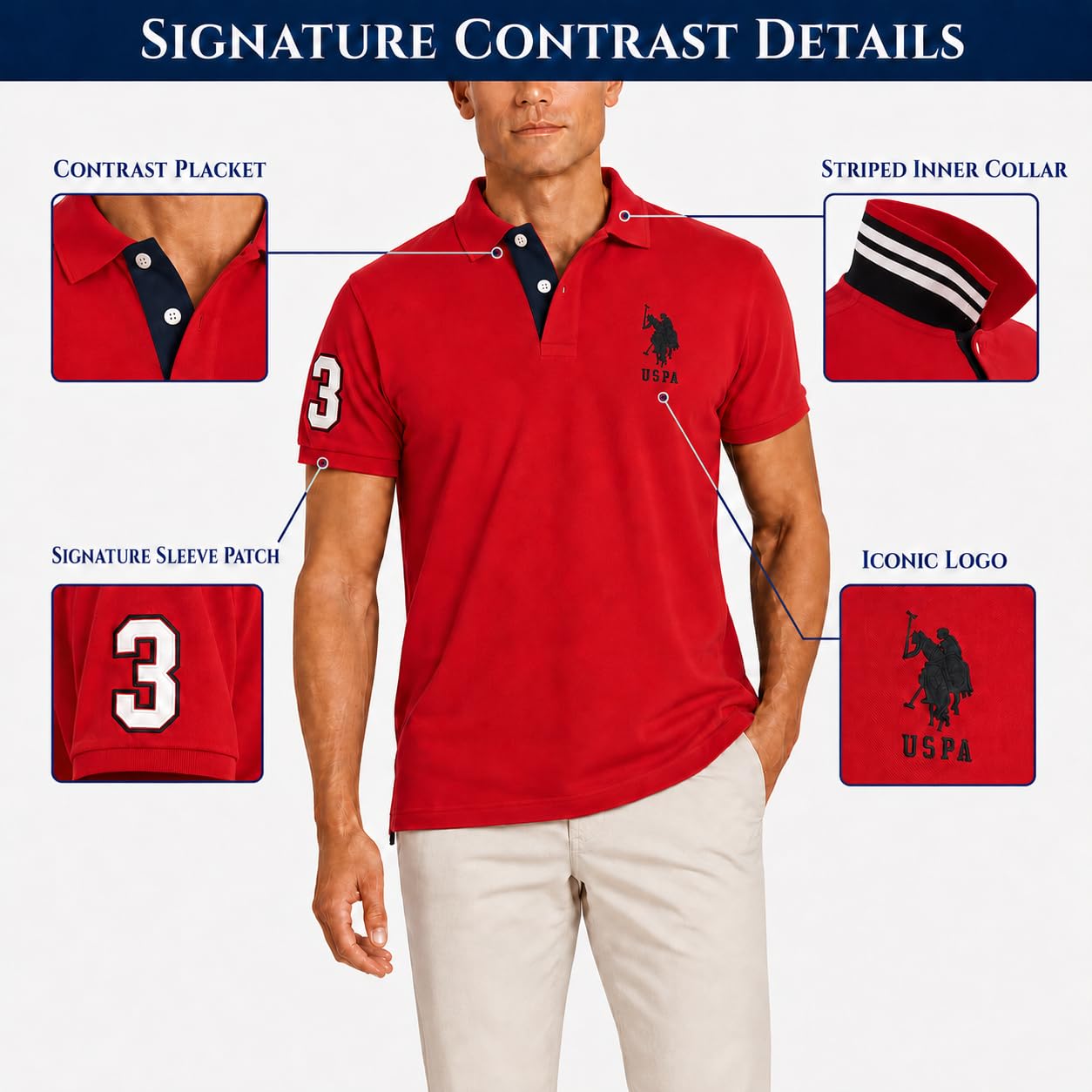 U.S. Polo ASSN. Slim Fit Solid Short Sleeve Pique Polo Shirt Polo Hombre (Pack de 1)