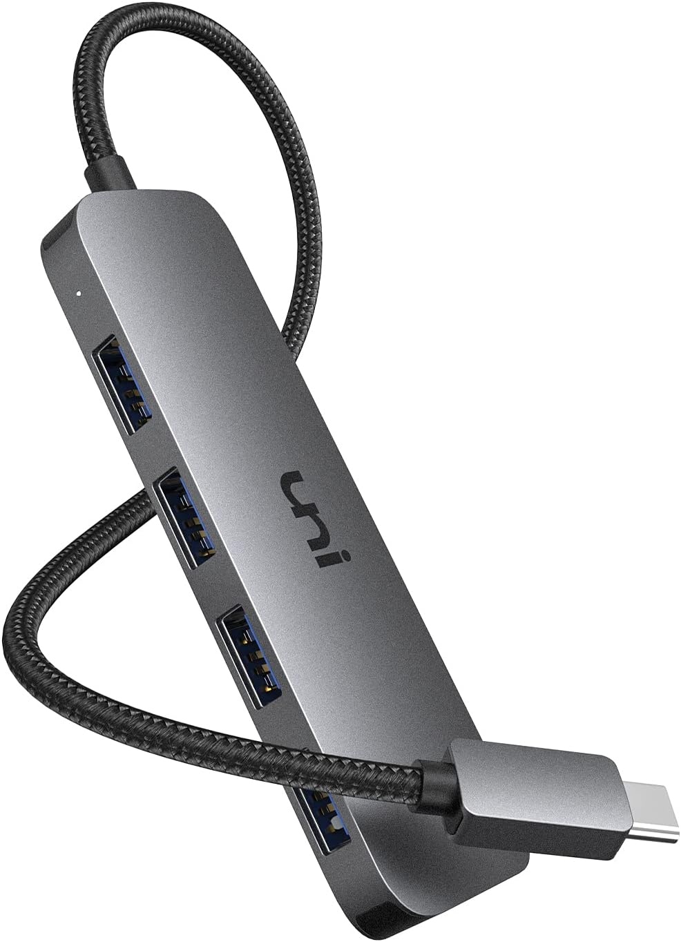 uni USB C to USB Hub 4 Ports 2ft, Sturdy Braided USB Type C to USB Adapter with 4 USB 3.0 Ports, Thunderbolt 3 to Multiport USB 3.0 Hub Adapter for MacBook Pro/Air 2020/2019, iPad Pro