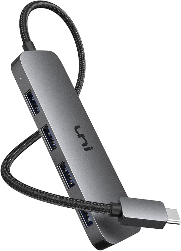 USB C to USB Hub 4 Ports 2ft, Sturdy Braided USB Adapter for Laptop | USB Type C to USB Adapter with 4 USB 3.0 Ports, Thunderbolt 3 to Multiport USB 3.0 Hub Adapter, for MacBook Pro/Air, iPad Pro