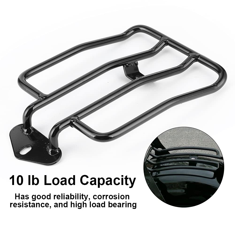 Portapacchi per sedile singolo per XL883 1200 2004-2015, ripiano posteriore per moto, struttura in acciaio resistente con rivestimento nero, montaggio universale per più modelli XL