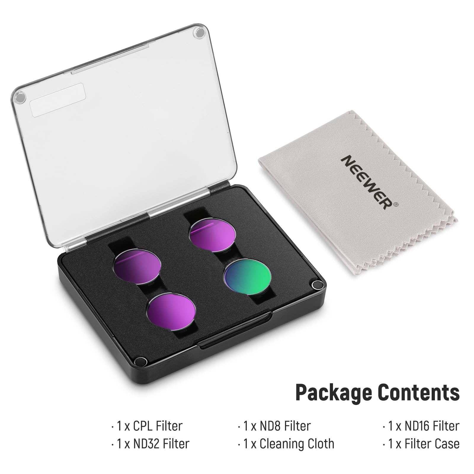 NEEWER Set di filtri ND compatibili con Insta360 GO 3S, CPL+ND8+ND16+ND32, accessori per action camera, filtri polarizzati e a densità neutra, vetro ottico HD multistrato