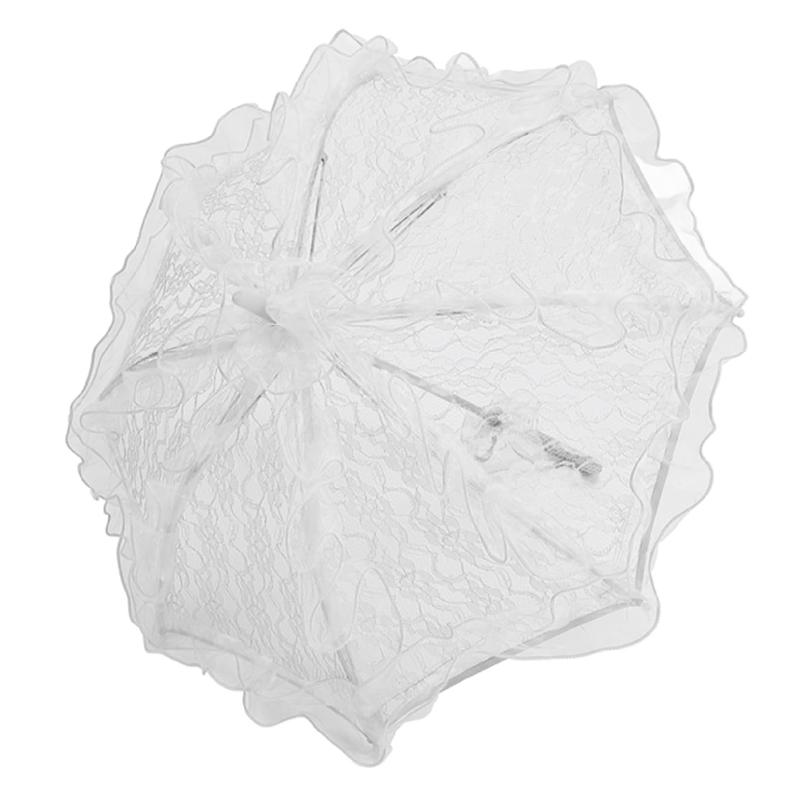 Jelquix Exquisite Lace Wedding Bridal Umbrella, Perfect Prop for Photography, 23.6 X 22.2in (White)