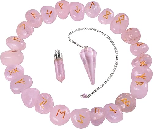 Miniatura 2 de ABHISUBYA Cuarzo rosa - Cristales - Juego de piedras de runa - Cristal curativo - Piedra preciosa de equilibrio de chakras - Decoración del hogar -