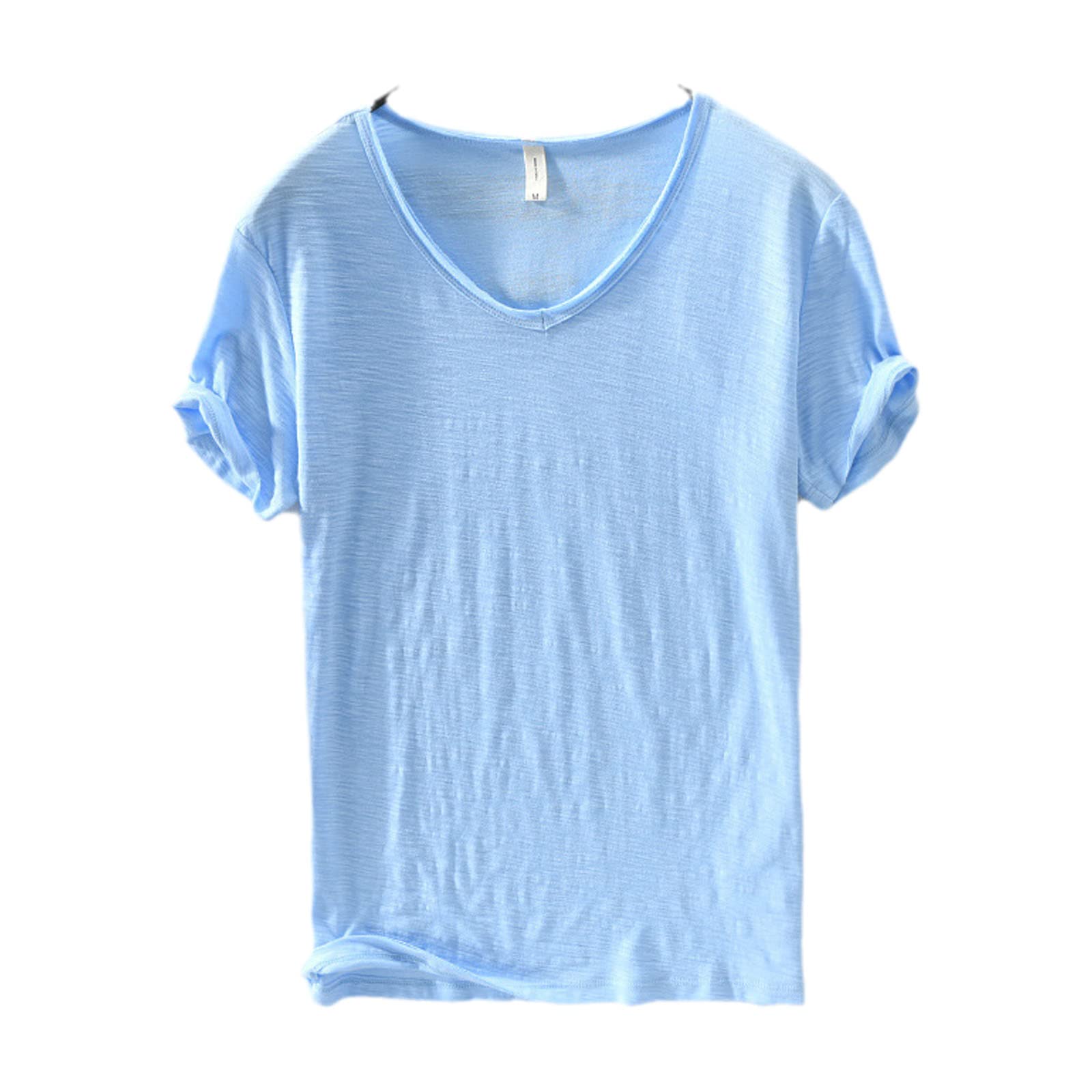 wuliaoFrank Hardy Ciel Premium Cotton Shirt, Classic-Fit Cotton Short-Sleeve, Basic Short Sleeve Tops for Men