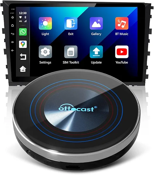 OTTOCAST I3 AI Box for Car with OEM Wireless CarPlay, Android 13 Video Box Adapter, Watch YouTube Netflix Tiktok Disney+ etc Videos APP on Car Screen, with SIM & SD Card Slot, App Download Support