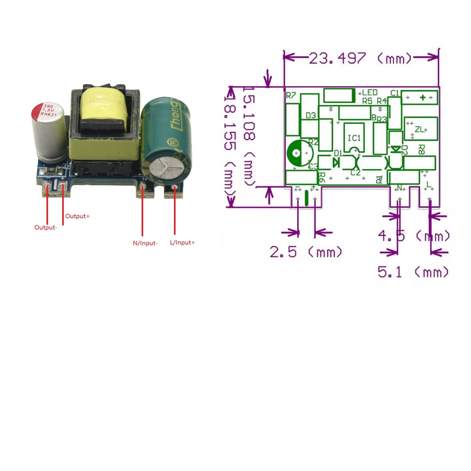 DC To AC Power Regulators & Converters Mini AC To DC Converter Module ...