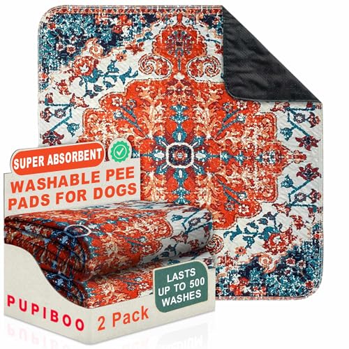 Image of PUPIBOO Washable Pee Pads for Dogs and Cats - Super Absorbent Reusable Puppy Training Pads - 100% Waterproof, Leak-Proof & Non-Slip Whelping Pads for Pet Housebreaking