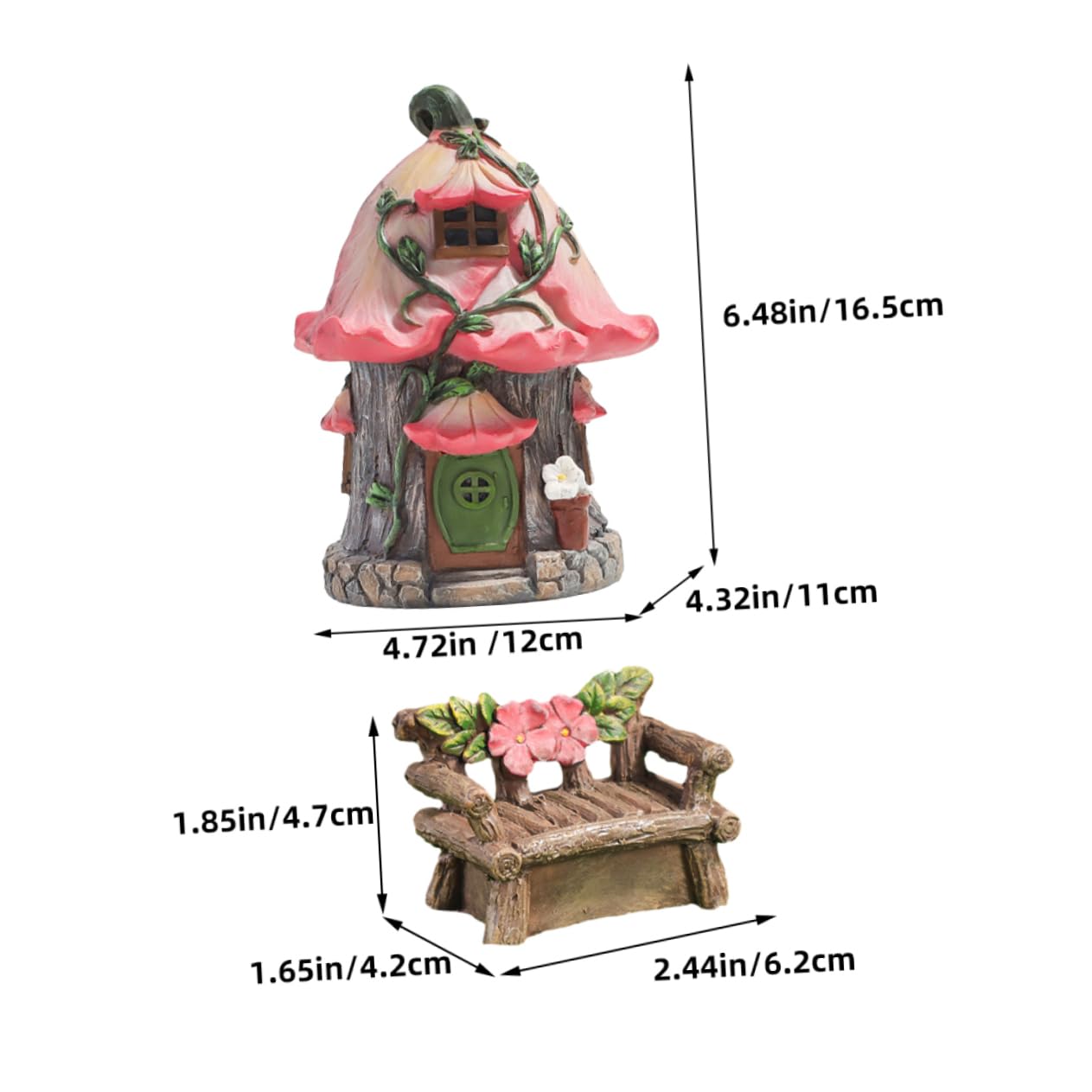 VANZACK Casa de Resina Decorativa para Jardín, 1 Juego, Delicada