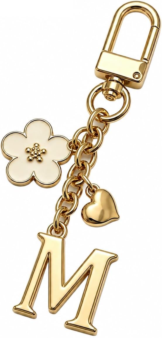 Letter Keychain, Gold Initial Purse Charm for Handbags