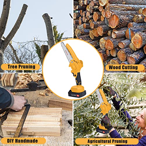 BIAOQINBO Mini Kettensäge mit Akku,6 Zoll und 4 Zoll 21v 2-in-1 Elektrische Akku Kettensäge Tragbare mit Bürstenlosem Motor Einhand Kettensäge für Schneiden von Ästen Bäume Gartenarbeiten Wälder – Bild 7