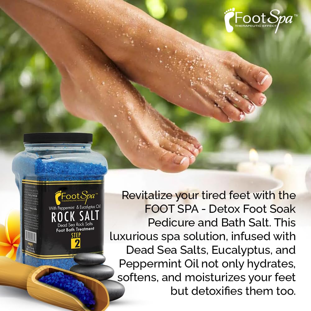 Detox Foot Soak Pedicura y sal de baño, 128 onzas - Fabricado con sales del mar muerto, eucalipto y aceite de menta - Hidrata, suaviza e hidrata 5
