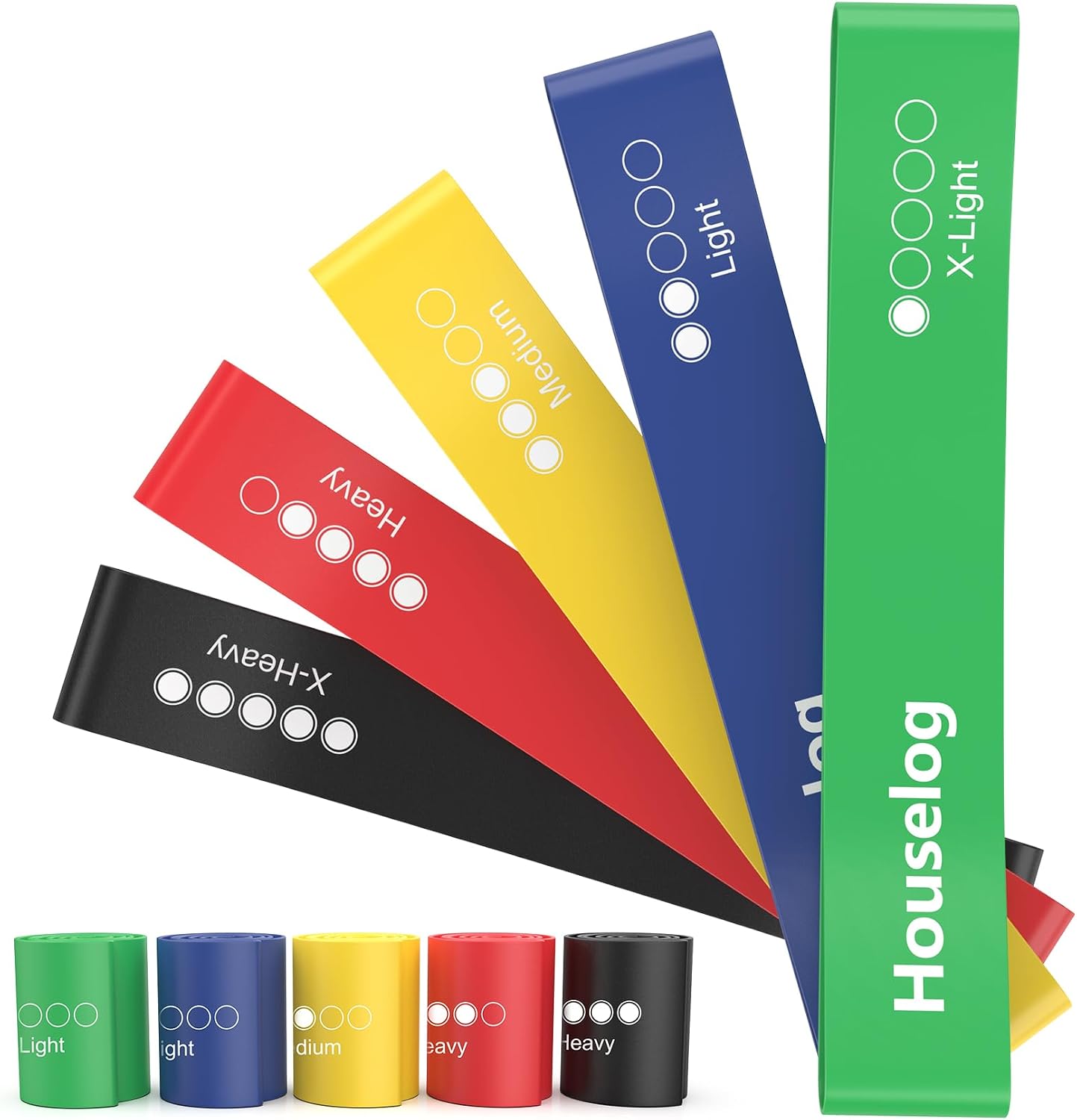 5 Progressive Levels Latex Resistance Bands - for Yoga, Rehab & Gentle Fitness, Non-Slip Loop Bands Gentle on Joints for Beginners & Physical Recovery