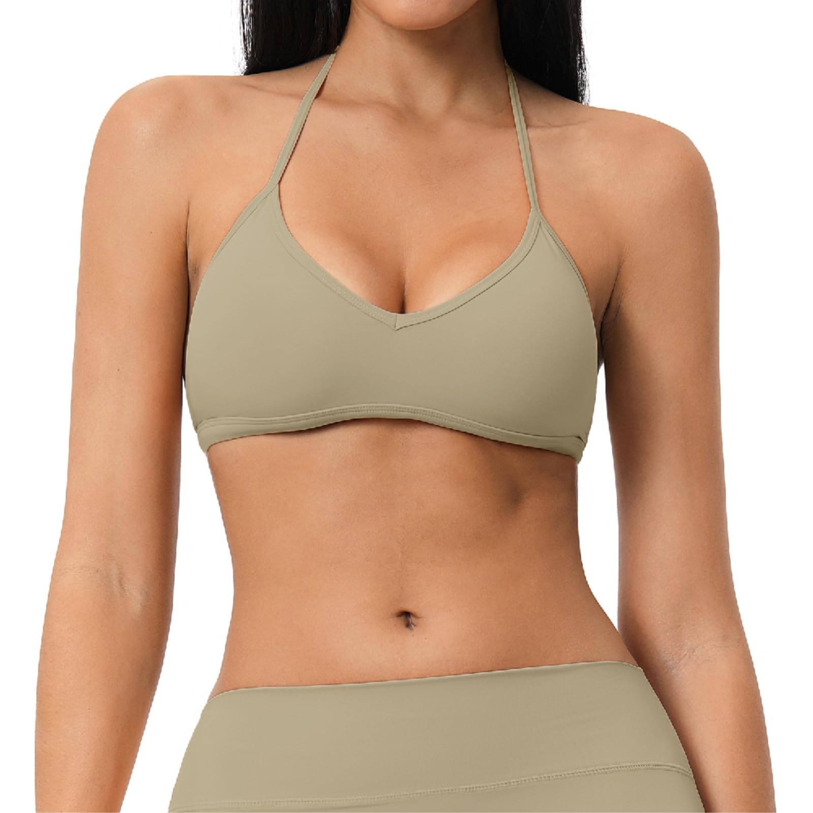 CHENSHI Sujetador Deportivo Mujer Mujeres Halter Yoga Tank Top Verano Respirable Fitness Deportes Ropa Interior A Prueba De Choques Entrenamiento Seca-Creamy White-m