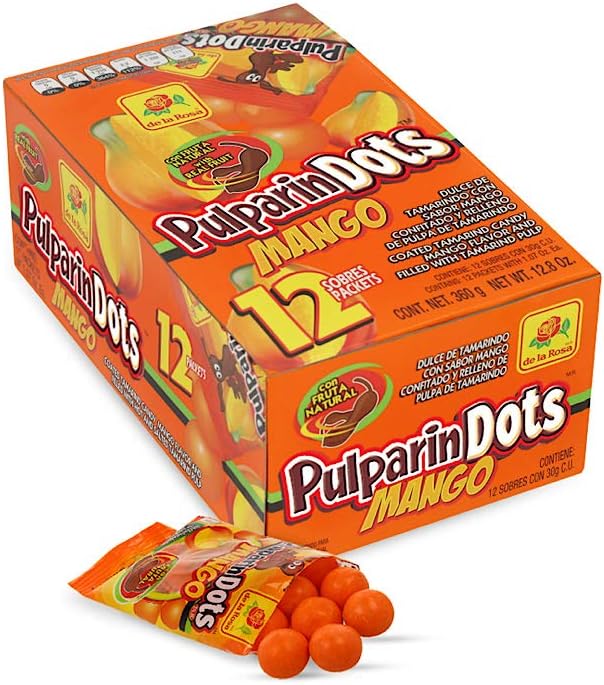 De La Rosa Pulparindots Hot Watermelon Flavor, 20 Packets, 10 Pcs EA. Authentic Mexican Candy with Free Chocolate Kinder Bar Included