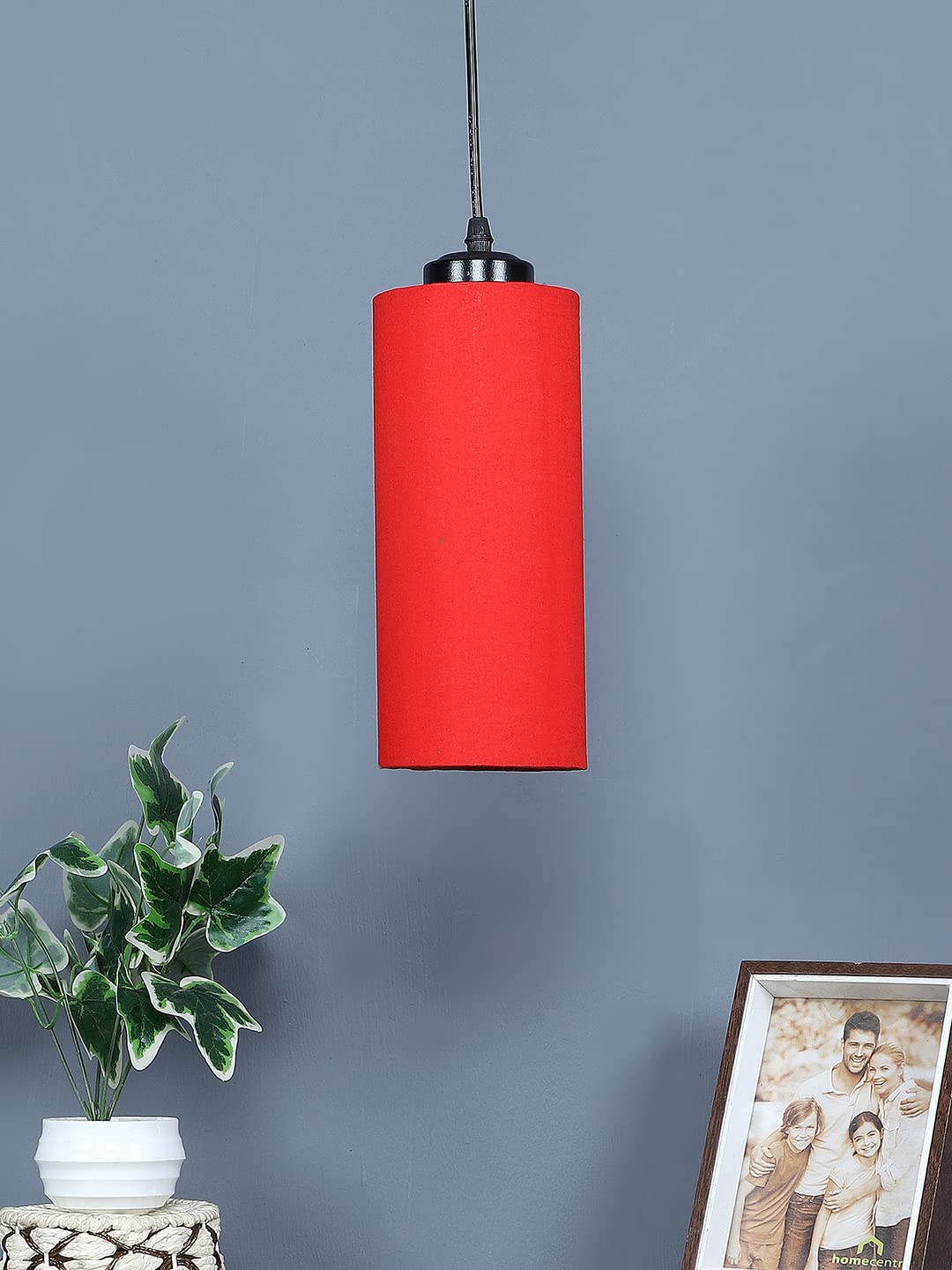 Devansh Red Cotton Cylindrical Hanging Lamp (SH03)-picture-15
