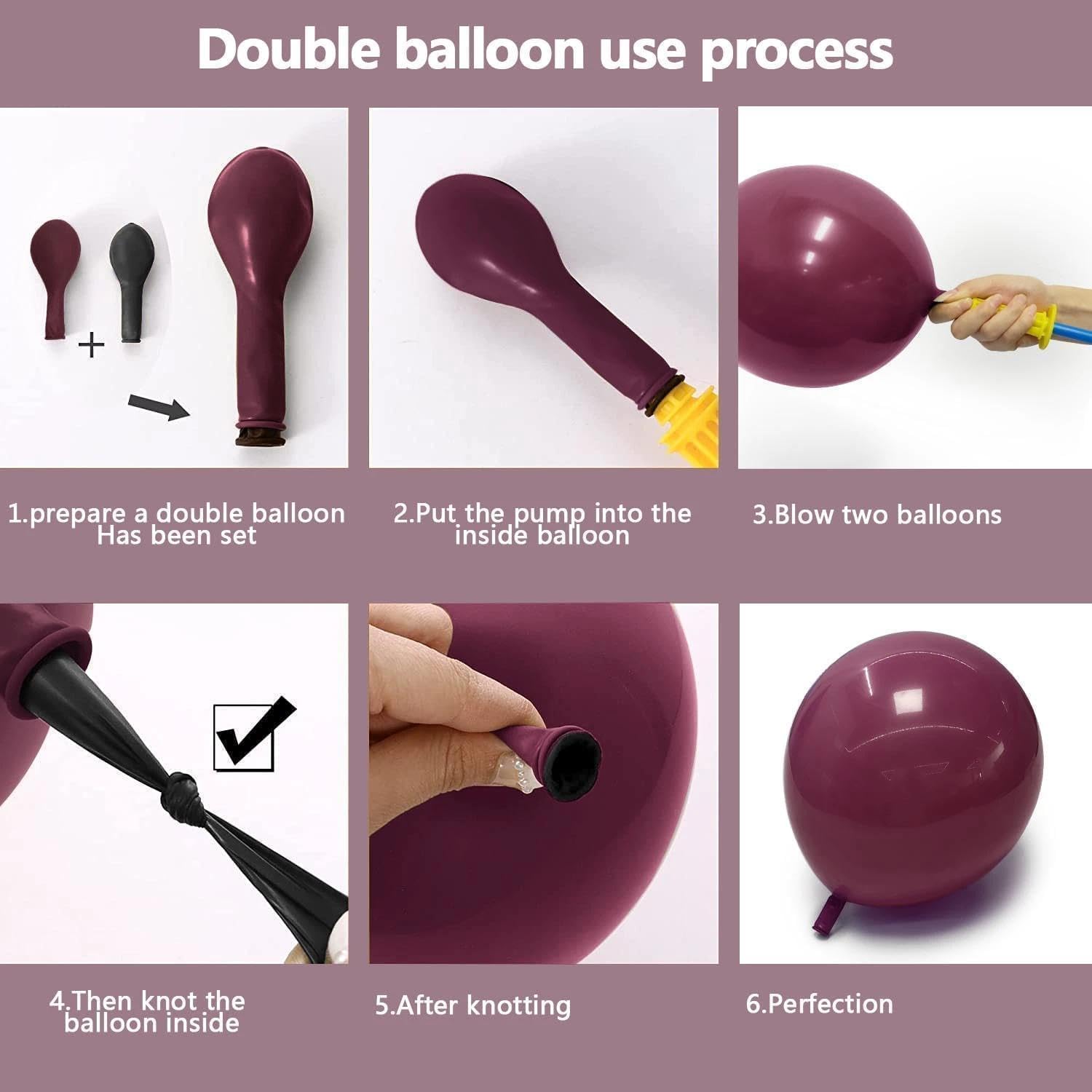 Dusty Purple Gold Balloon Arch Kit Double Stuffed Plum, Dark Lavender, Pearl White Sand Balloon Garland with Clear Bobo for Birthday Bridal Baby Shower Mothers Anniversary Graduation Party Decoration