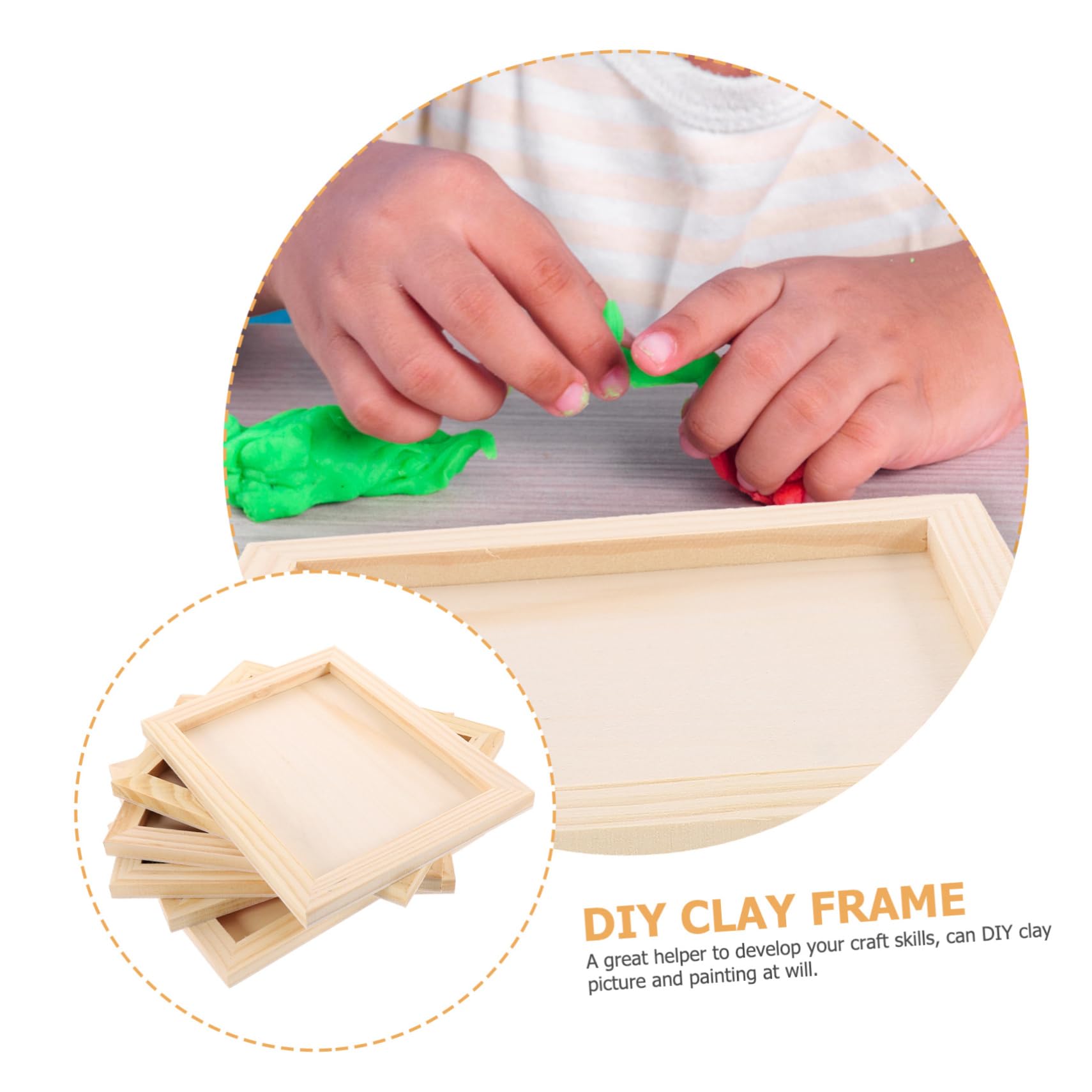 FAVOMOTO 6pcs Diy Wood Photo Frames Natural Clay Painting Canvas Craft Picture Frames for Boys and Girls Dec