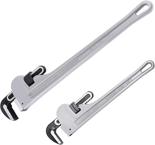 MAXPOWER Juego de llaves de tubo, llave de fontanería recta de 14 pulgadas y 24 pulgadas