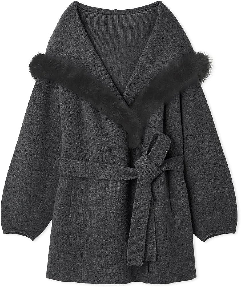 Amazon | [スナイデル] ファーフードニットコート SWNC254157DGRYF