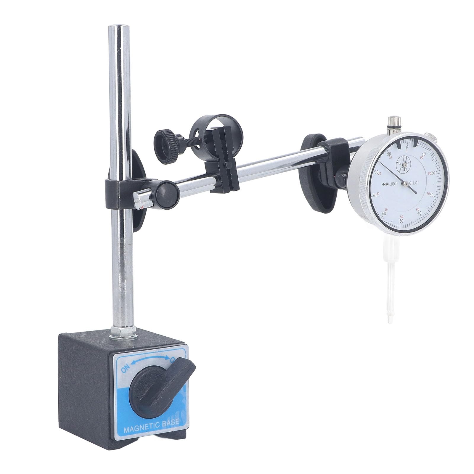 FTVOGUE Comparatore a Quadrante con Base Magnetica, Regolazione Fine da 0 a 1 Pollice, Elevata stabilità, Flessibile e Robusto, con Magnete Permanente e Interruttore On/off per