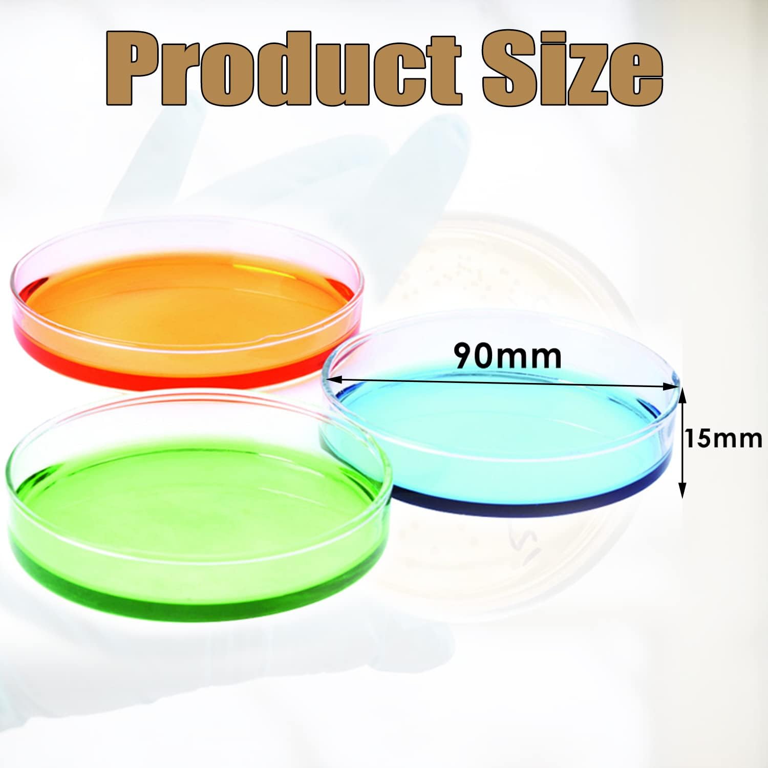 Lot de 50 boîtes de Petri en plastique stérile avec couvercles, 90 x 15 mm, boîtes de Petri stériles Bioresearch pour projets médicaux, biologiques, écoles scientifiques