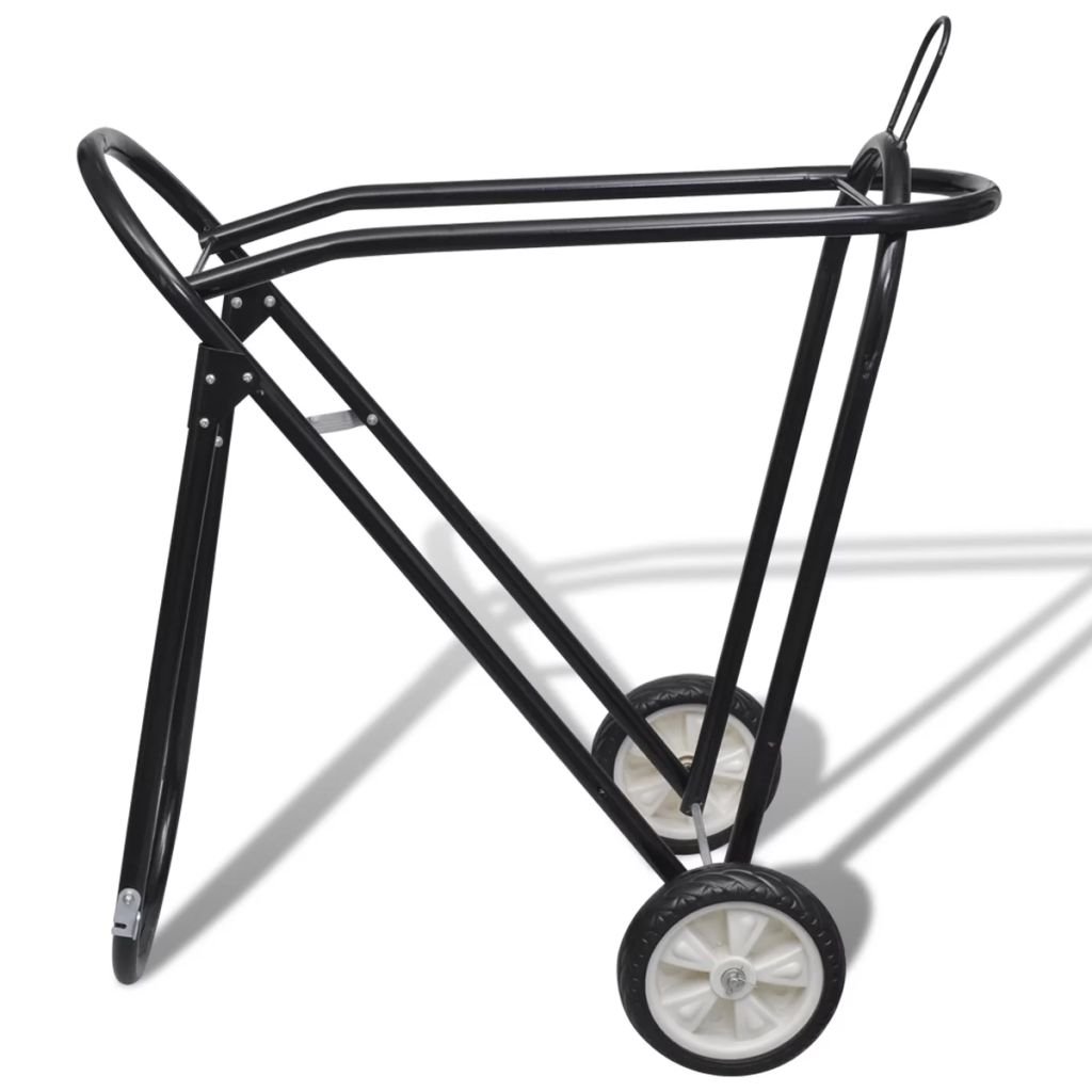 Festnight Silla de Montar Montura para Caballo Plegable con 2 Ruedas Metálico Negro