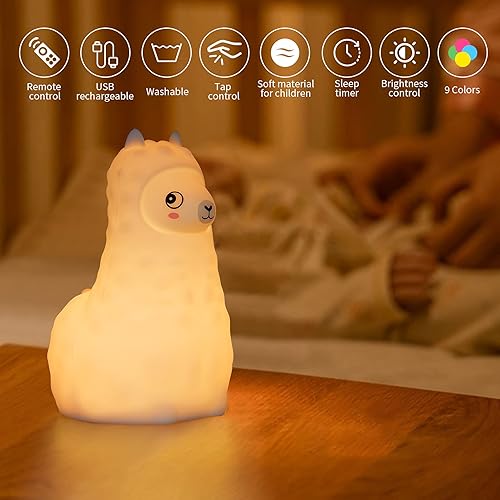 Miniatura 3 de ShaArkMango Linda luz nocturna para niños, de silicona, recargable, modo cambiante, portátil, multicolor, para dormitorio, regalos para mujeres,