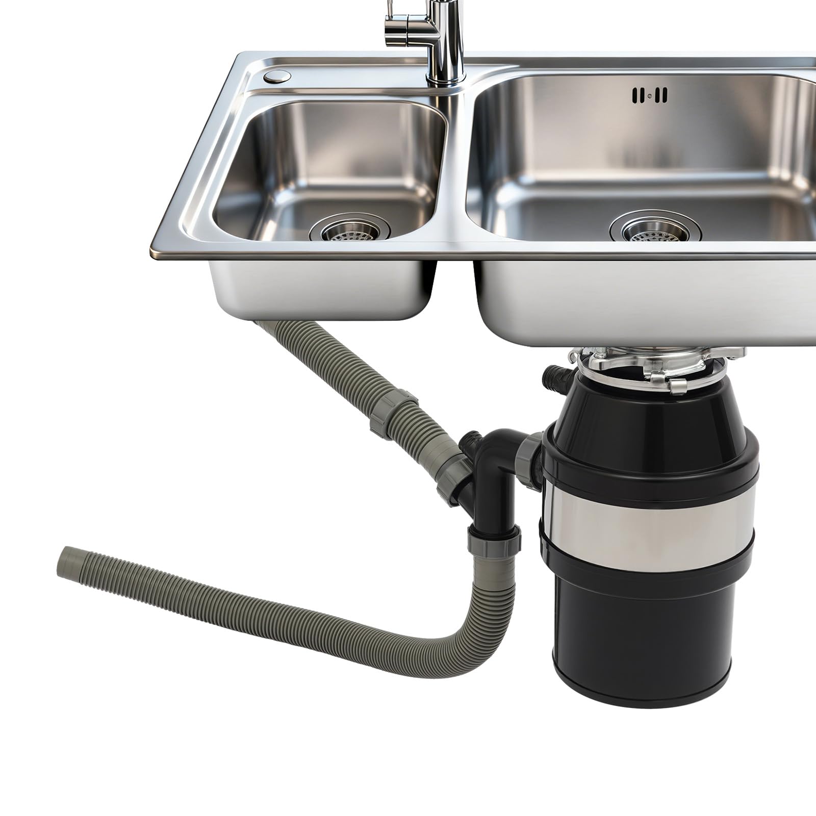 560 W triturador de residuos de cocina, 2600 rpm, residuos de alimentos, con interruptor de aire, triturador de basura doméstica para cocina