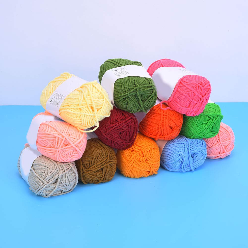 Kit Filato Per Uncinetto, 12 Rotoli di Filato di Cotone al Latte Per Uncinetto, 50g di Fili di Cotone Colorati Artigianali Fai da Te, Filo Per Maglieria di Cotone Per Uncinetto Per Progetti Artigianal