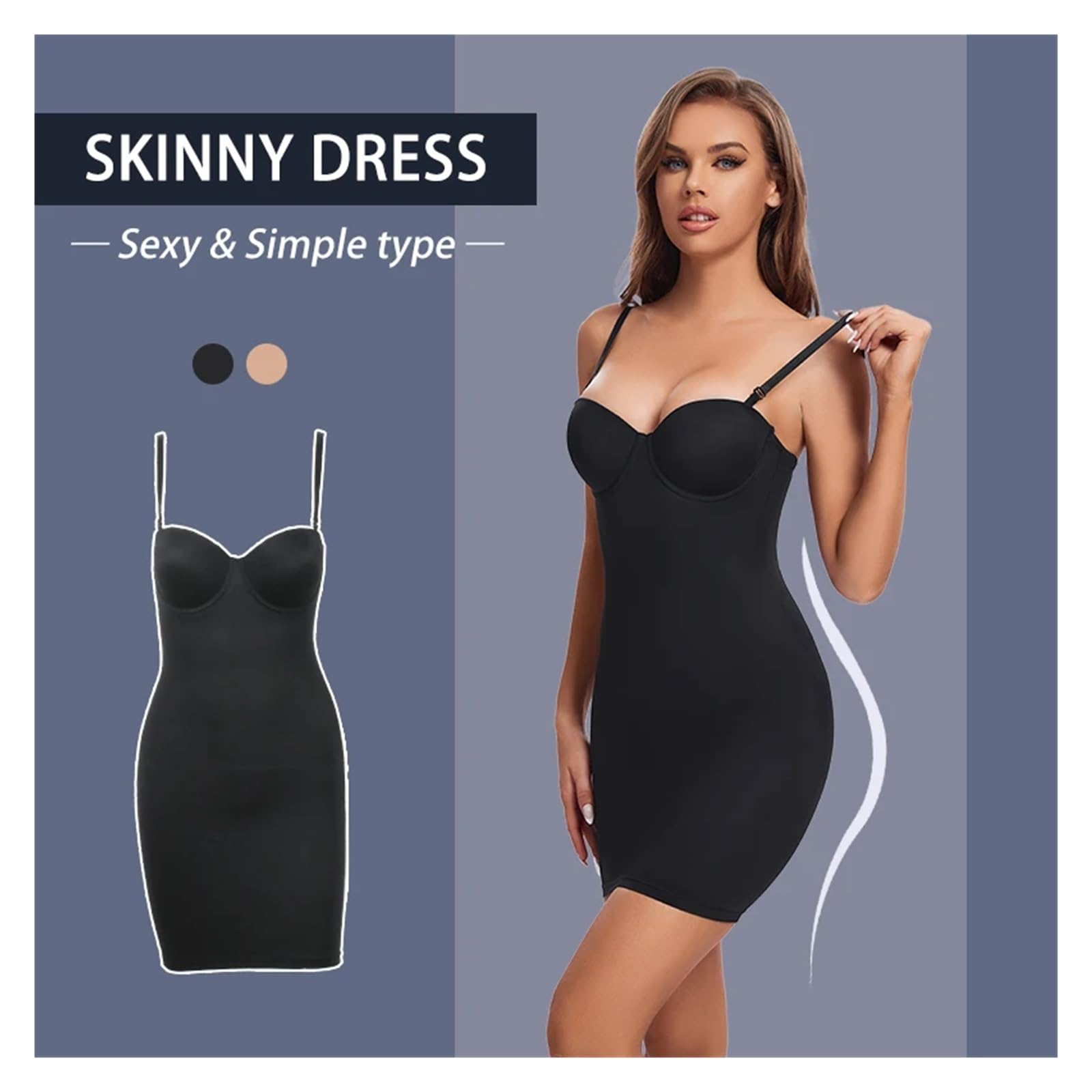 XYNSNDB Rozciągliwa sukienka damska Tube Shapewear Party Control Slip bielizna do ud z paskiem Underdress
