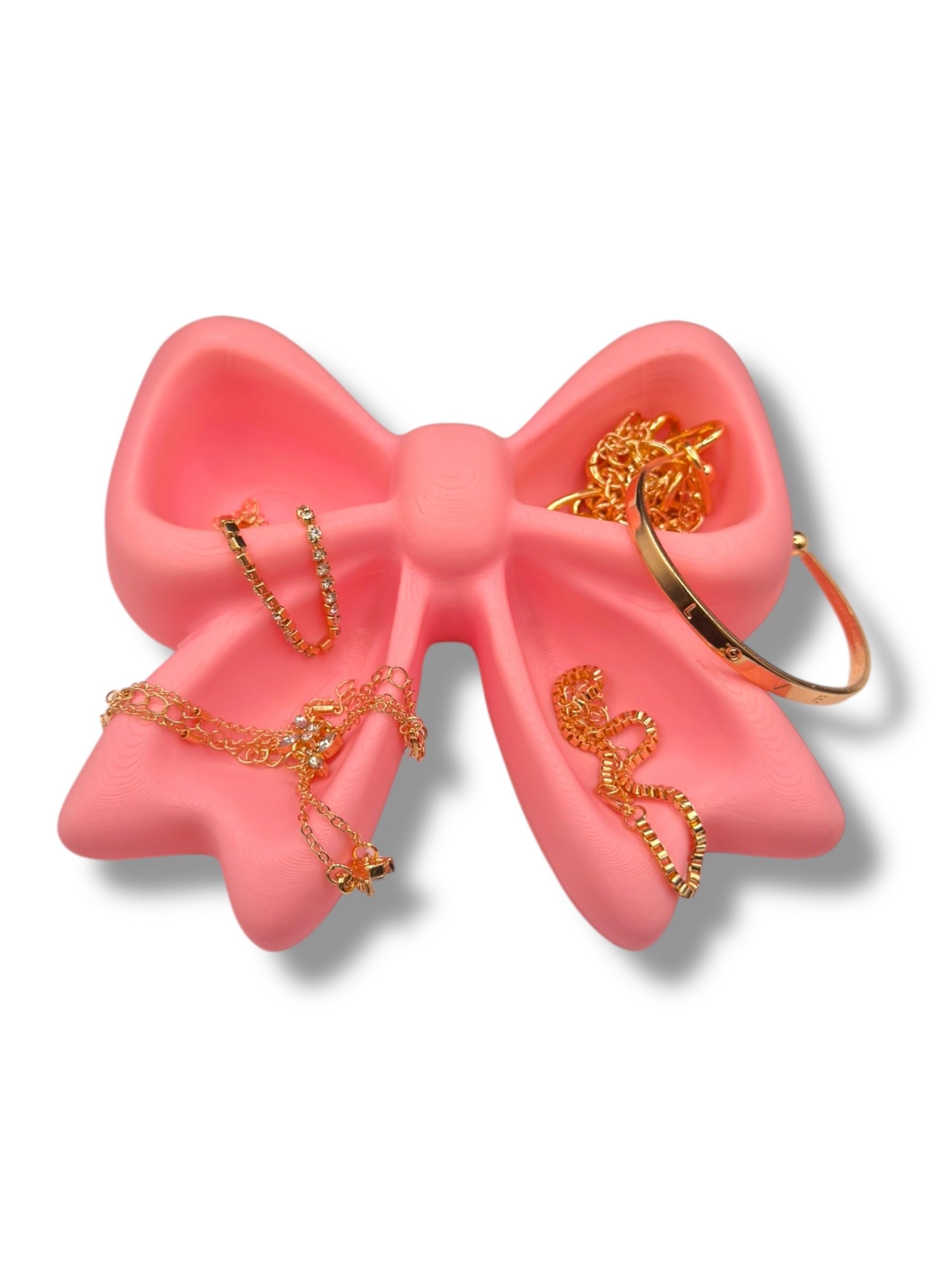 Pink Bow Jewelry Tray, Cute Aesthetic Trinket Dish for Rings, Necklaces, Bracelets, Vanity Organizer, Coquette Room Decor Gift