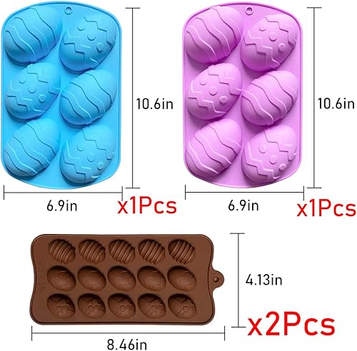 Miniatura 2 de Moldes de chocolate para huevos de Pascua, silicona, grandes y pequeños, 5 patrones, huevos de chocolate y pasteles de bricolaje