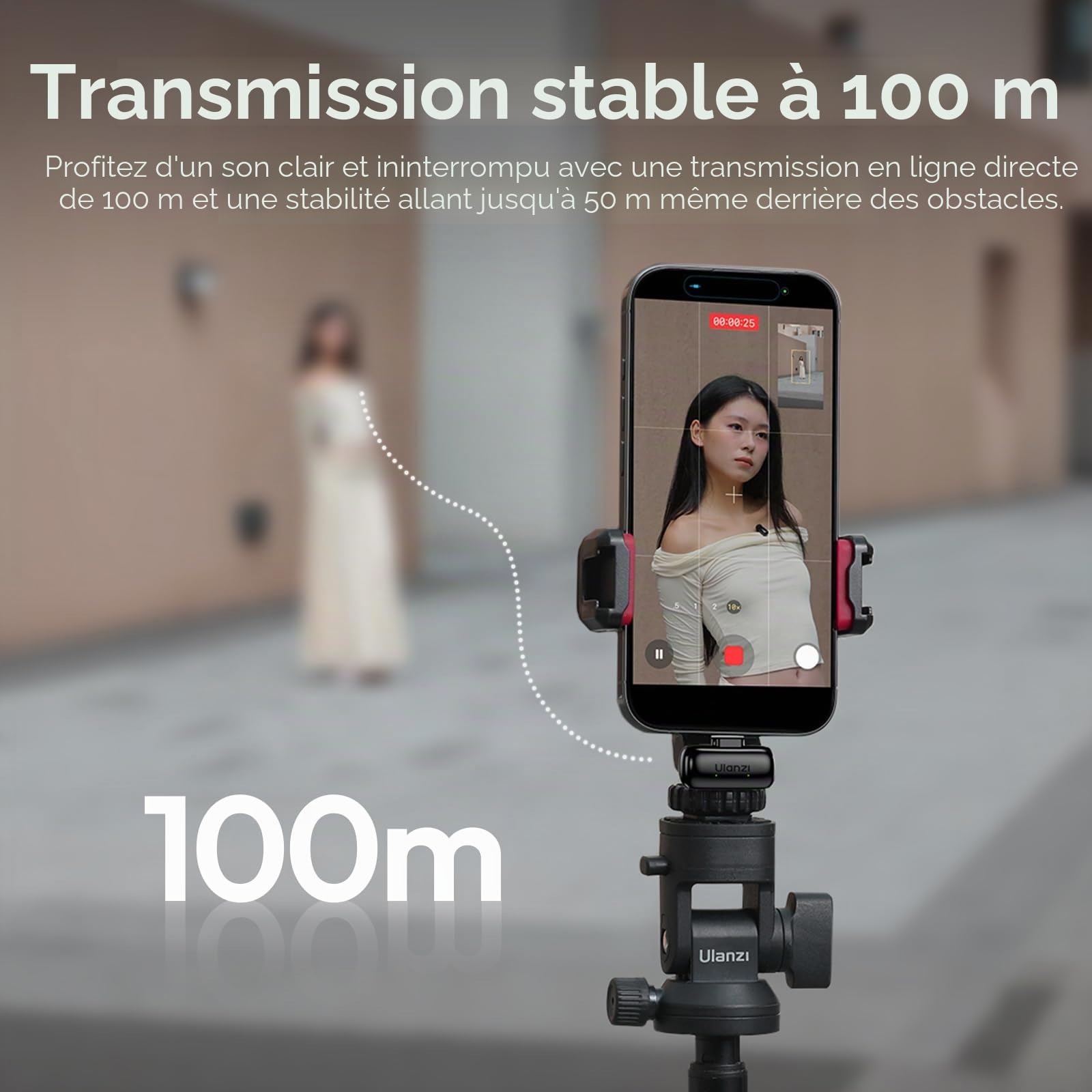 ULANZI A200 Micro Cravate sans Fil, Mini Micro pour iPhone 17/16/15 Android, Réduction Intelligente du Bruit, 30H Utilisation, Portée de 100 m, Microphone Lavalier pour Streaming, Vlogging, Youtube