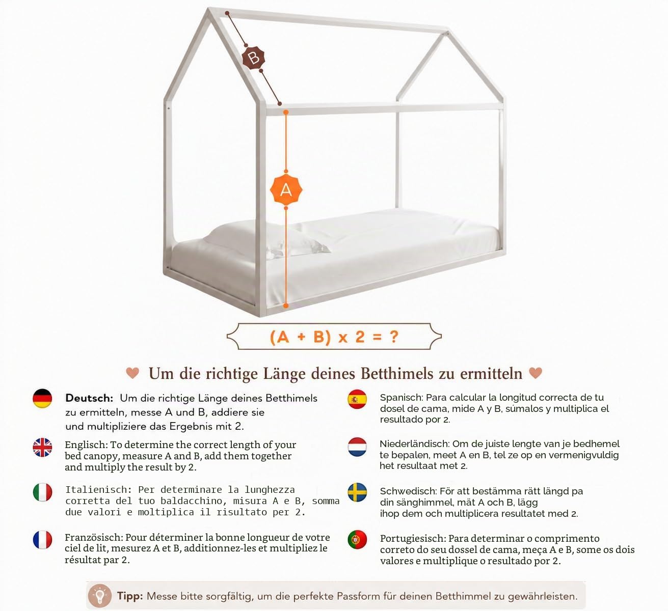 Baby Fancyroom Betthimmel für Hausbett, Bettvorhang aus Tüll, Beige, 2er Set mit Schleifen und Pompomgirlande, Baldachin für Kinderbett Mädchen (Altrosa, 340cm, mit Pompomgirlande)