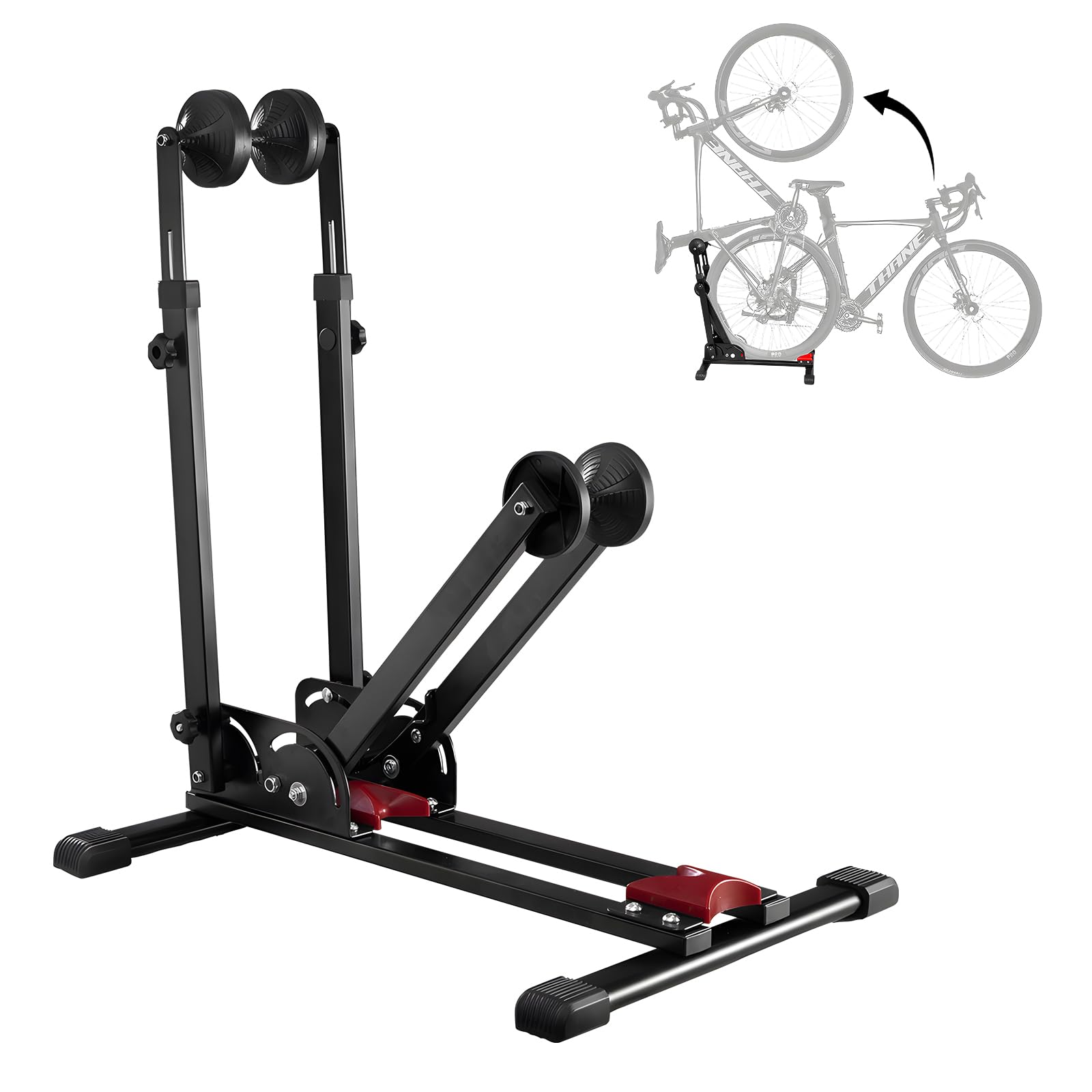 Fahrradständer Rad, Fahrradhalter Boden für Mountainbike E-bike, Rennrad MBT Boden Einstellbar Fahrradständer Boden, Vorderrad Ausstellungsständer für Aufbewahrung Innen Außen Haus Garage Garten Sport & Freizeit