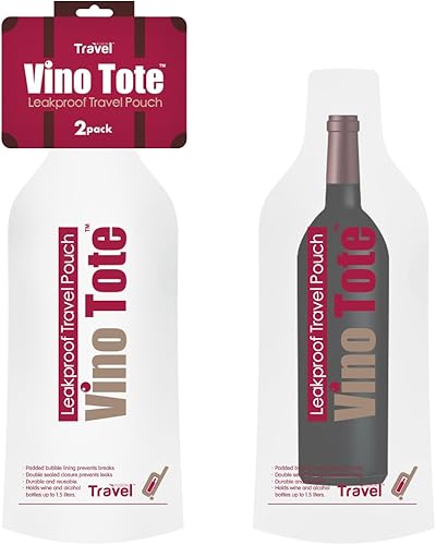 Paquete de 2 bolsas acolchadas para botellas de vino de Travel Fusion bolsas a prueba de fugas están acolchadas para proteger la botella de vino