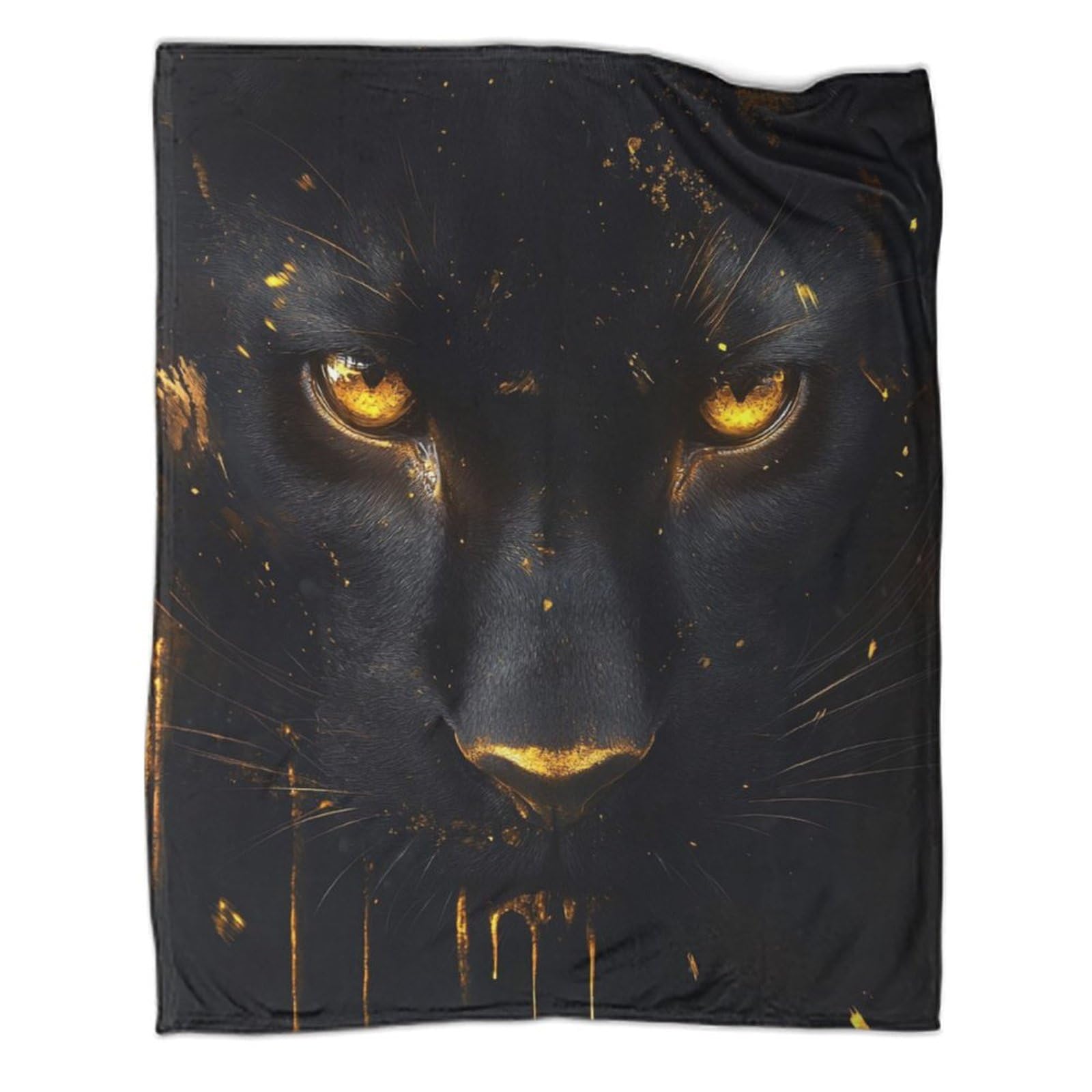 Jeté de lit imitation fourrure Sherpa et flanelle noire motif léopard