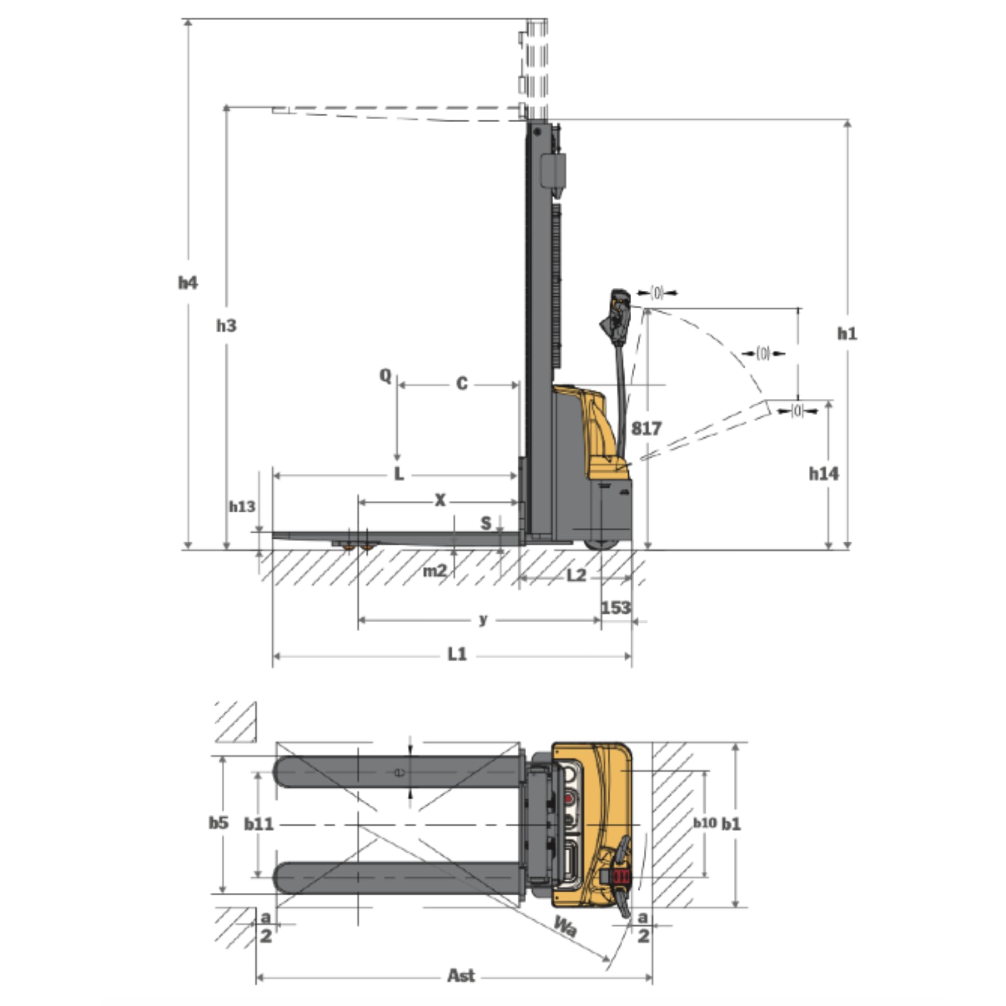 Deichselstapler DS1530 1,5 t - 3,0 m Hubhöhe - OSWALD Transportgeräte - Elektrostapler