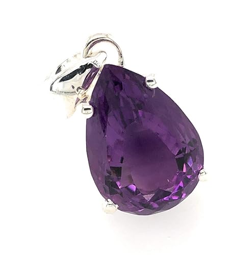 Natural 8ct Purple Amethyst 925 Solid Sterling Silver Pendant 25mm