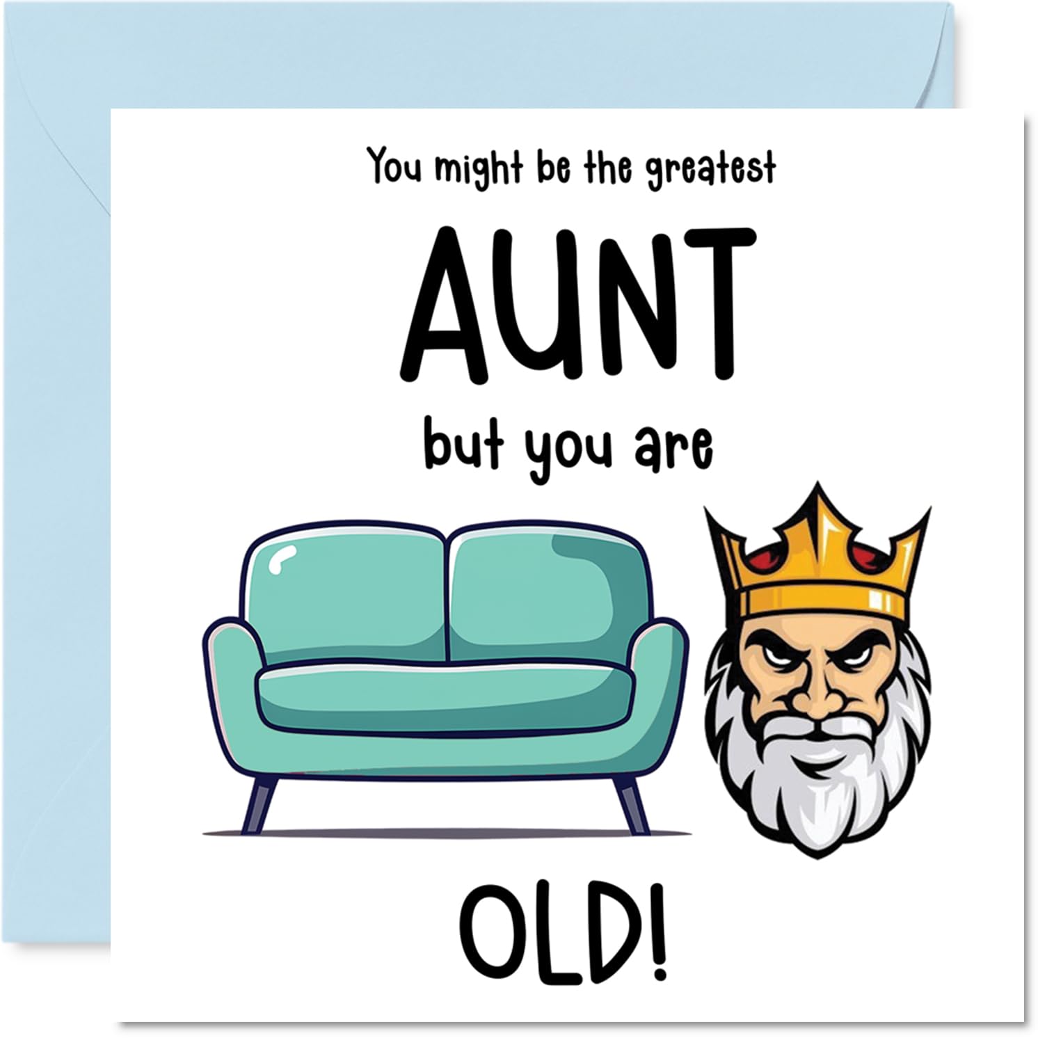 Rude Aunt Birthday Card - Sofa King Old - Funny Happy Birthday Card for Aunt from Nephew Niece, 145mm Joke Humour Bday Greeting Cards