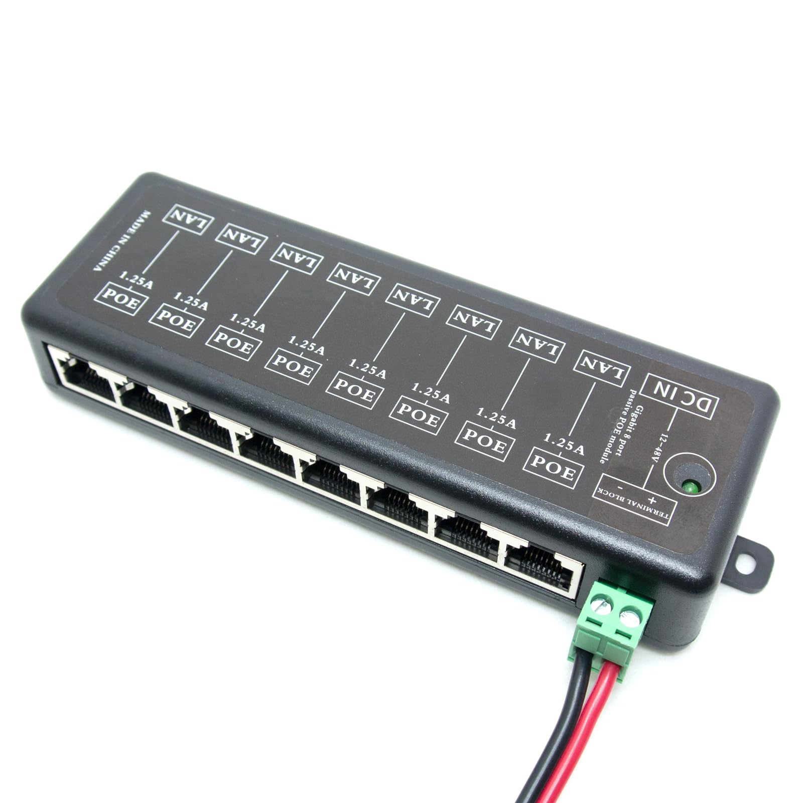 Injecteur PoE passif Gigabit 8 ports Ethernet sans adaptateur d'alimentation