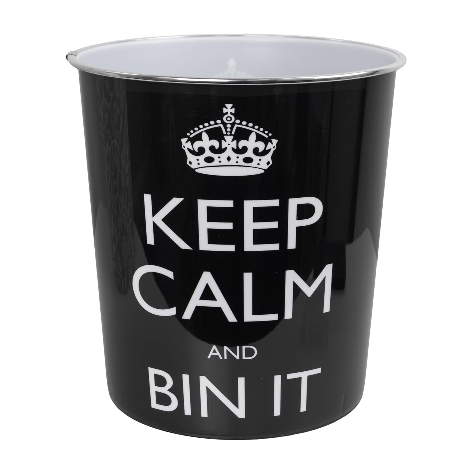 JVL Onyx Round Waste Bin 7L Decorative Bathroom Bedroom Office Bin It