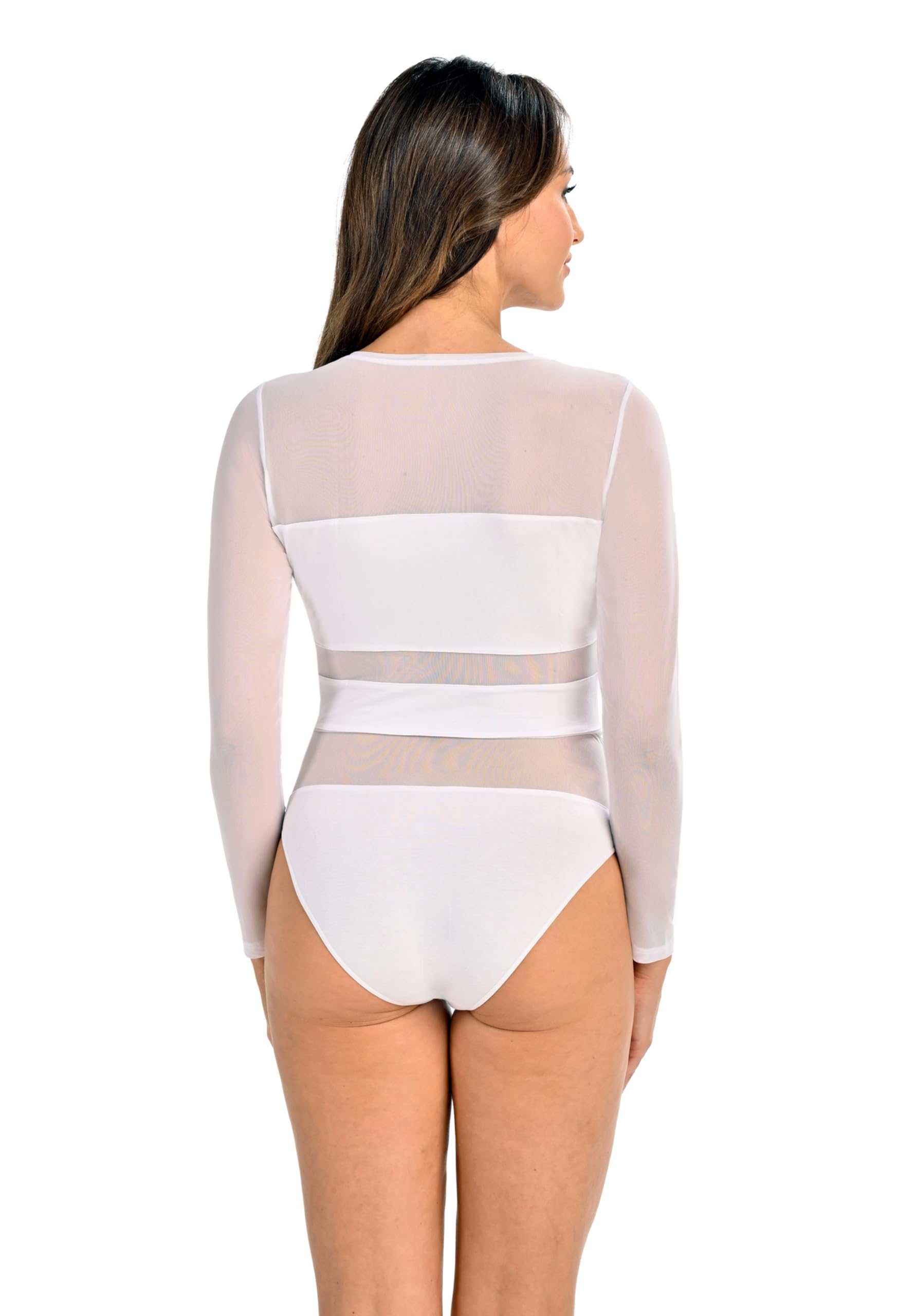 Teyli Body De Manga Larga Para Mujer Elegante Y Cómodo Con Inserciones De Malla Ajustado Suave Y Versátil Ideal Para El Día A Día Y Para Cualquier Ocasión.