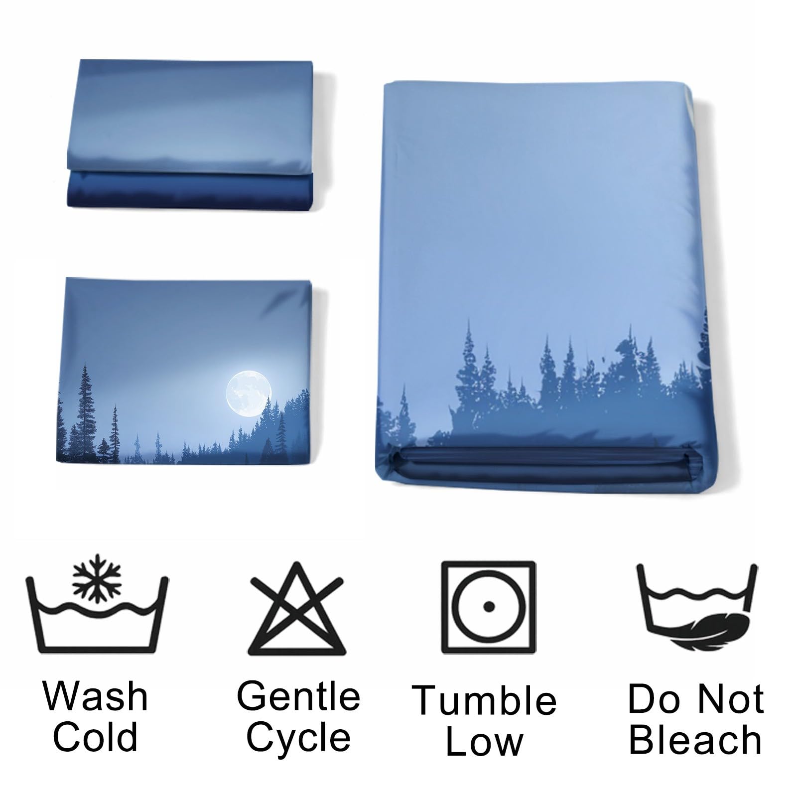 Set di biancheria da letto da 220 x 240 cm, meravigliosamente calmo, mistico, elegante, natura, paesaggio, lago e foresta, reversibile, in microfibra, traspirante, per bambini e adulti, con chiusura