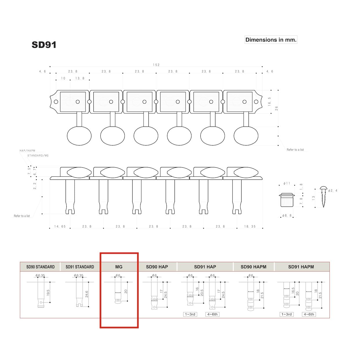 Gotoh SD91-MG-05M Afinadores de bloqueo, níquel R6, Magnum Lock zurdos