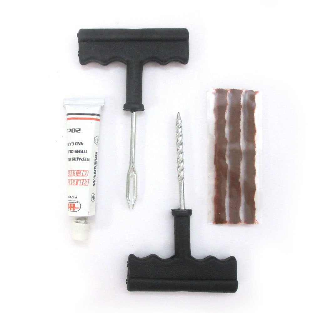 6 Pc Tire Repair Kit Tubeless Flat Tire Patch Car Rasp Plugs Tool Rubber Cement