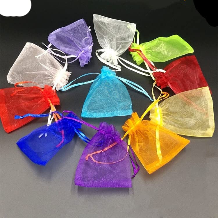 50 Stück Schmuck Geschenkbeutel Organzabeutel Verpackung Transparent Party Drawable Hochzeitsbeutel Präsent Juwel Süßigkeiten Dankeschön 7 Größen 5z-Rose Rot, 17 x 23 cm, 100 Stück